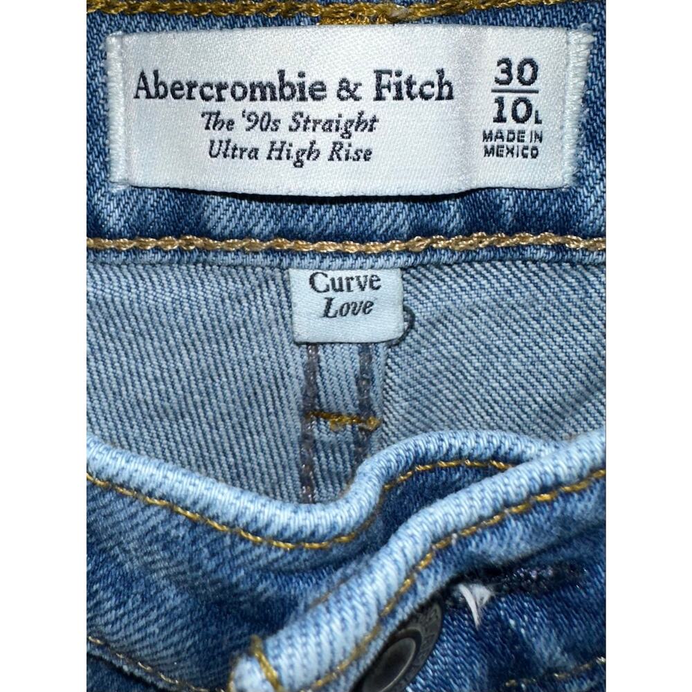 Abercrombie & Fitch Curve Love The 90s Straight Ultra High Rise Jeans 30/10L - Picture 2 of 16